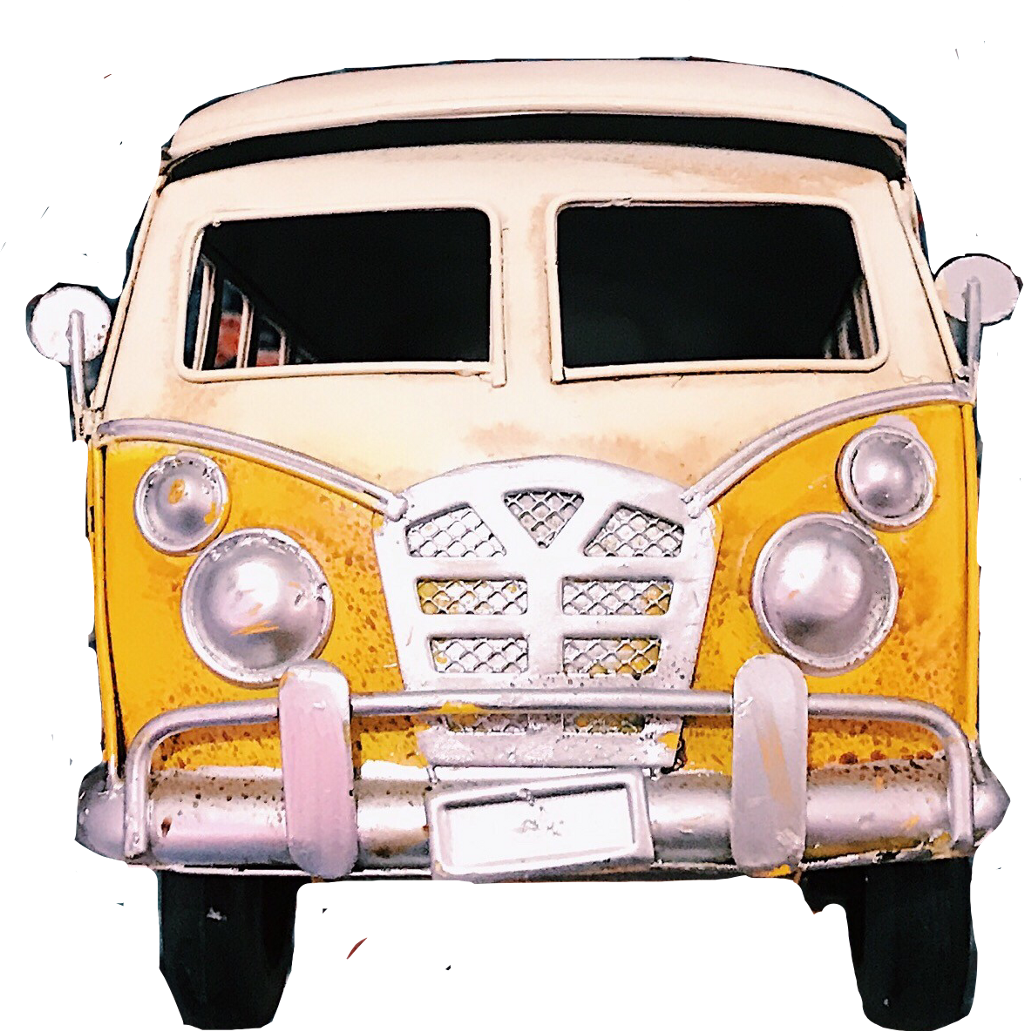 Vintage Yellow Hippie Van PNG Image