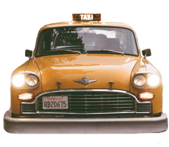 Vintage Yellow Taxi Front View PNG Image