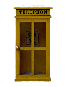 Vintage Yellow Telephone Booth PNG Image