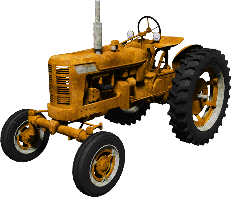 Vintage Yellow Tractor Isolated PNG Image