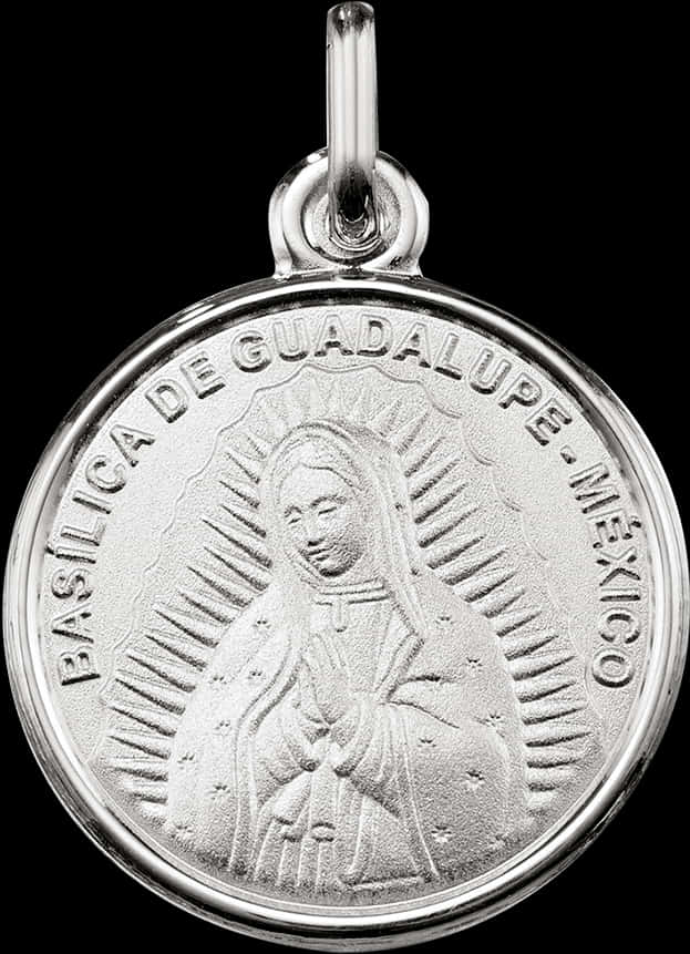 Virgen De Guadalupe Silver Pendant PNG Image