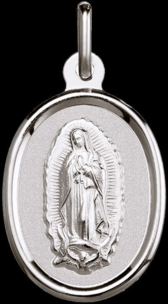 Virgen De Guadalupe Silver Pendant PNG Image