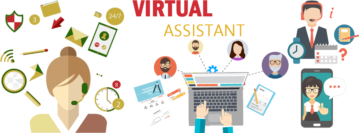 Virtual Assistant Services Illustration PNG Image