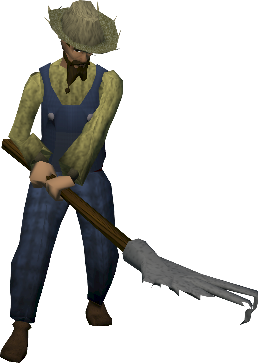 Virtual Farmer Character With Hoe PNG Image