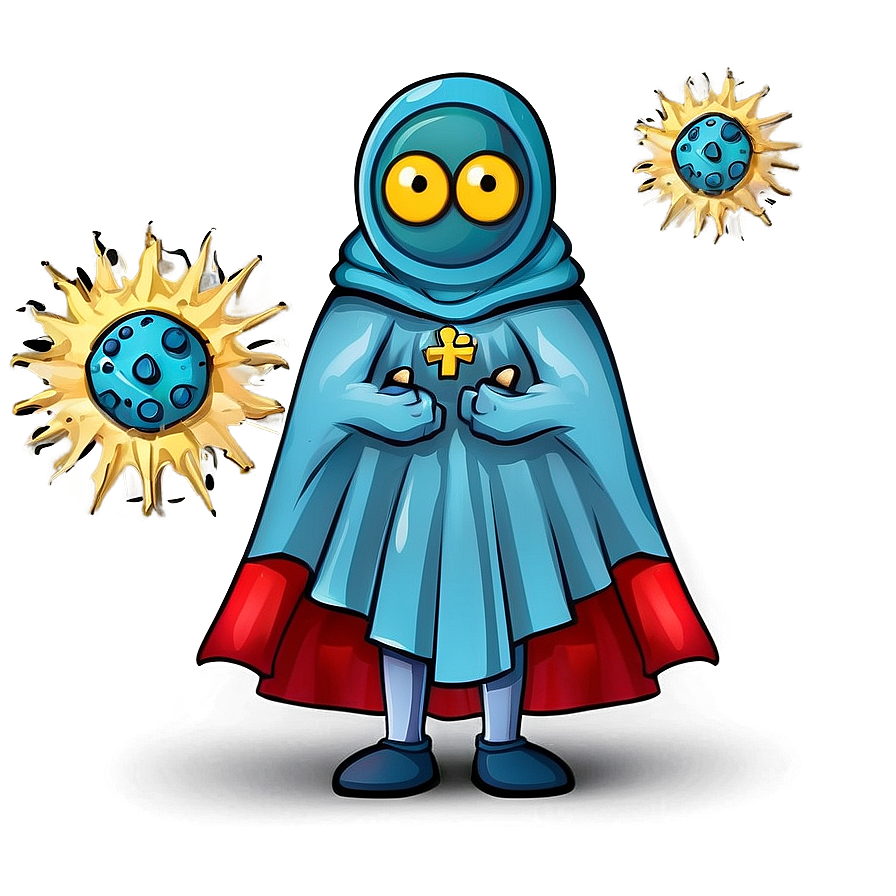 Virus Cartoon With Cape Png 06282024 PNG Image