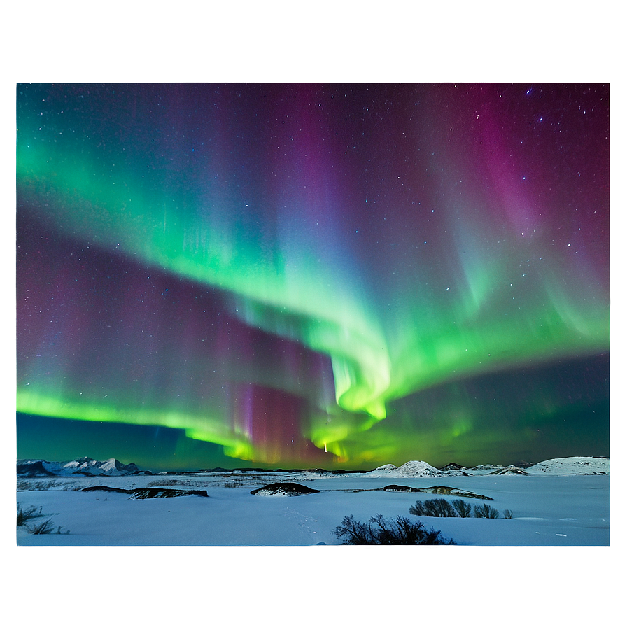 Vivid Aurora Over Tundra Png Mip PNG Image