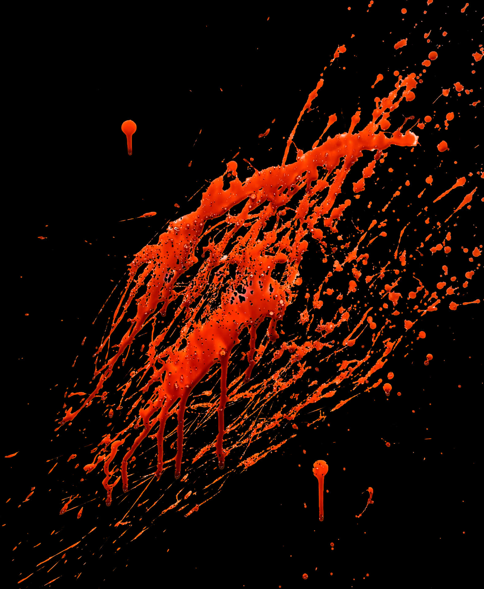 Vivid Red Splatter Against Black PNG Image