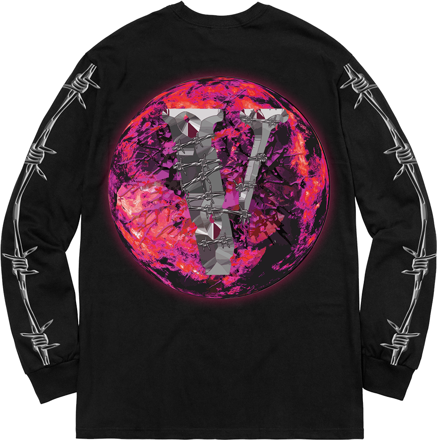 Vlone Barbed Wire Logo Long Sleeve Shirt PNG Image