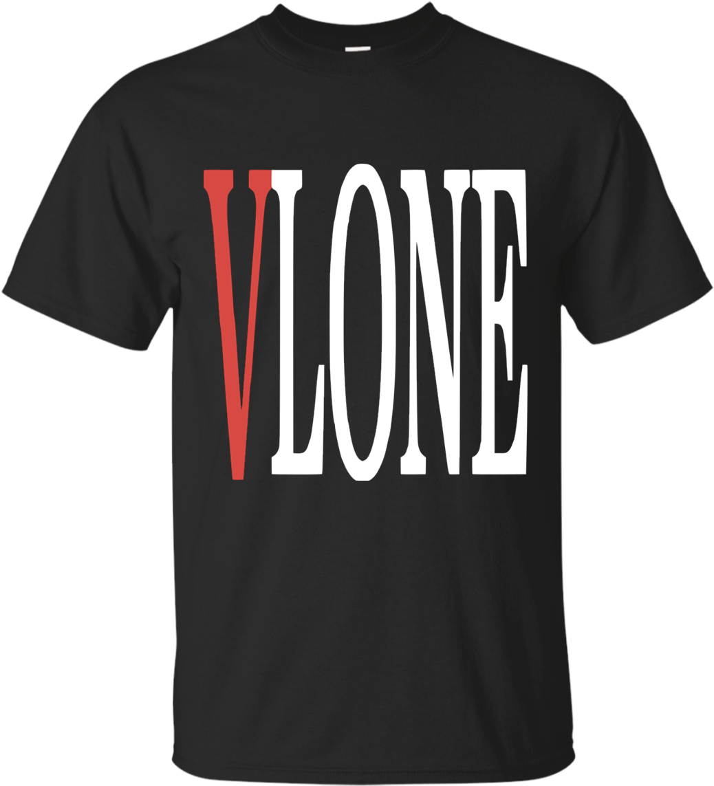 Vlone Logo Black T Shirt PNG Image