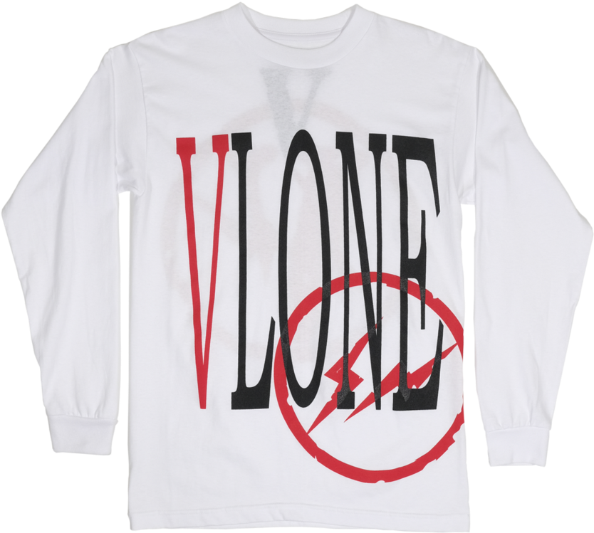 Vlone Logo White Long Sleeve Shirt PNG Image