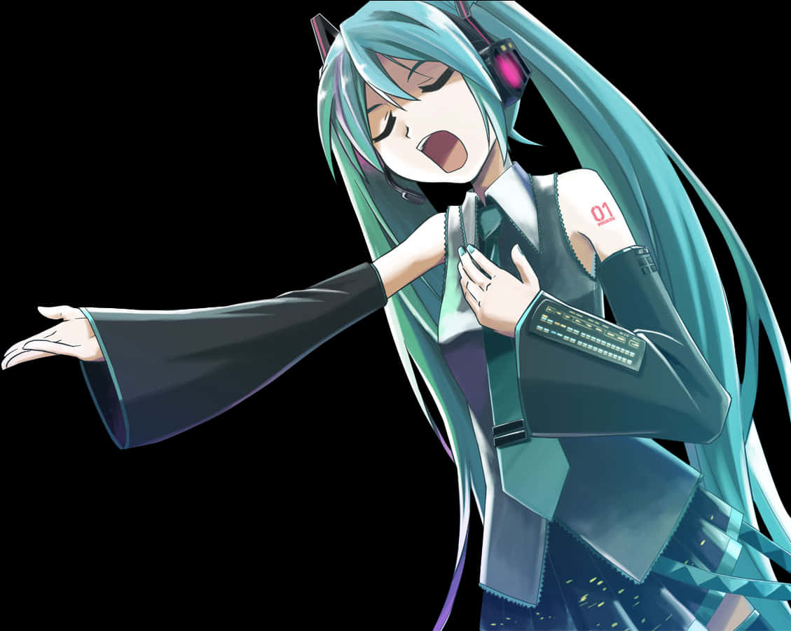 Vocaloid_ Performance_ Anime_ Render PNG Image