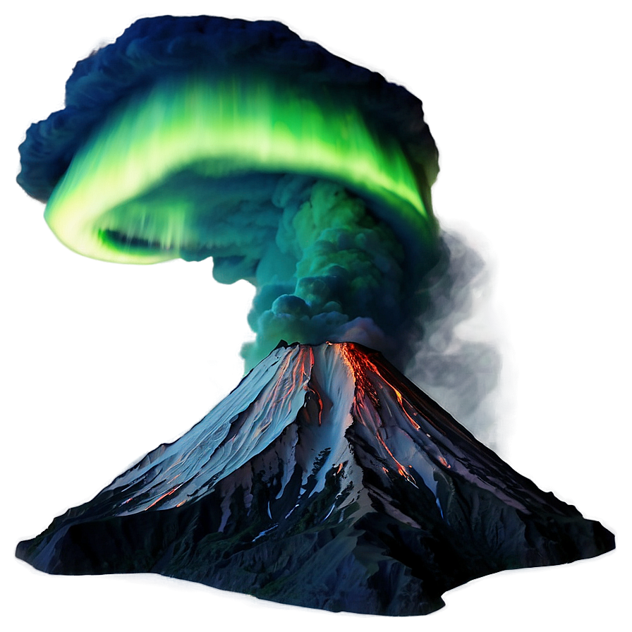 Volcano And Aurora Borealis Png Edm PNG Image