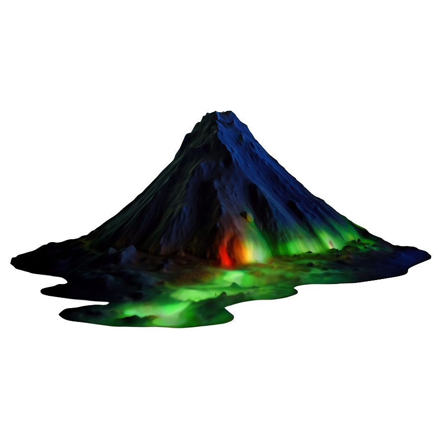 Volcano And Aurora Borealis Png Qsf77 PNG Image