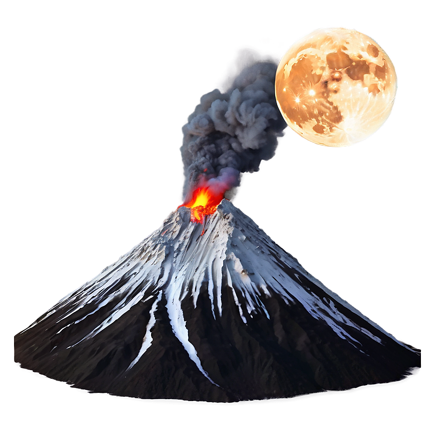 Volcano And Full Moon Png Cro PNG Image