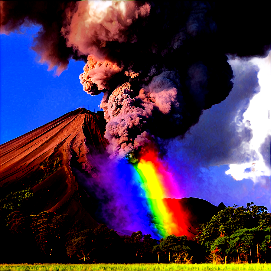 Volcano And Rainbow Png 52 PNG Image