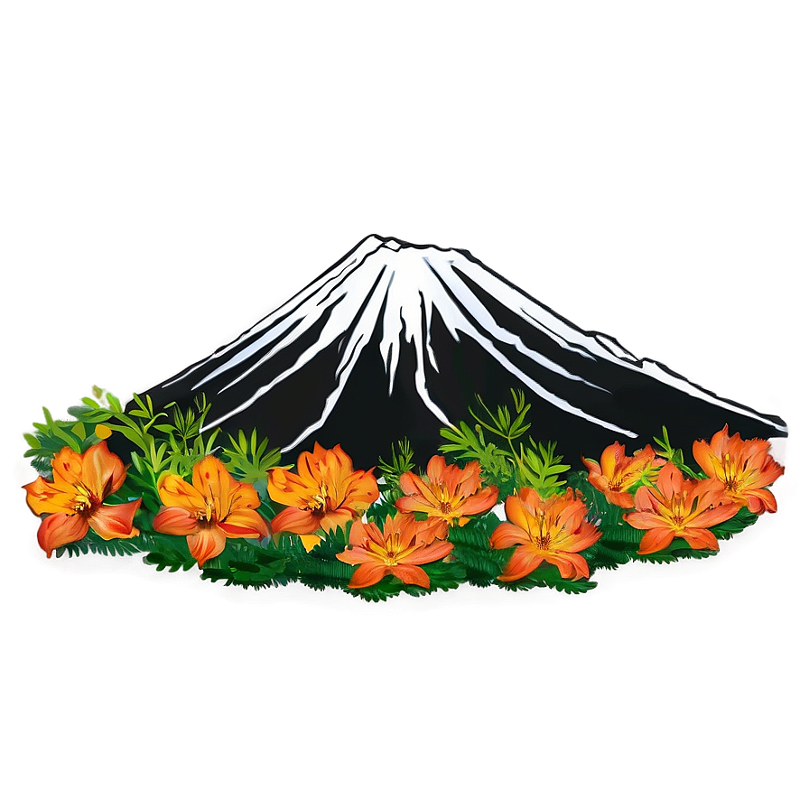 Volcano And Wildflowers Png 05232024 PNG Image