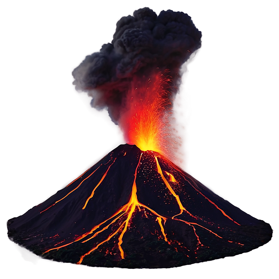 Volcano Erupting At Night Png Ios2 PNG Image