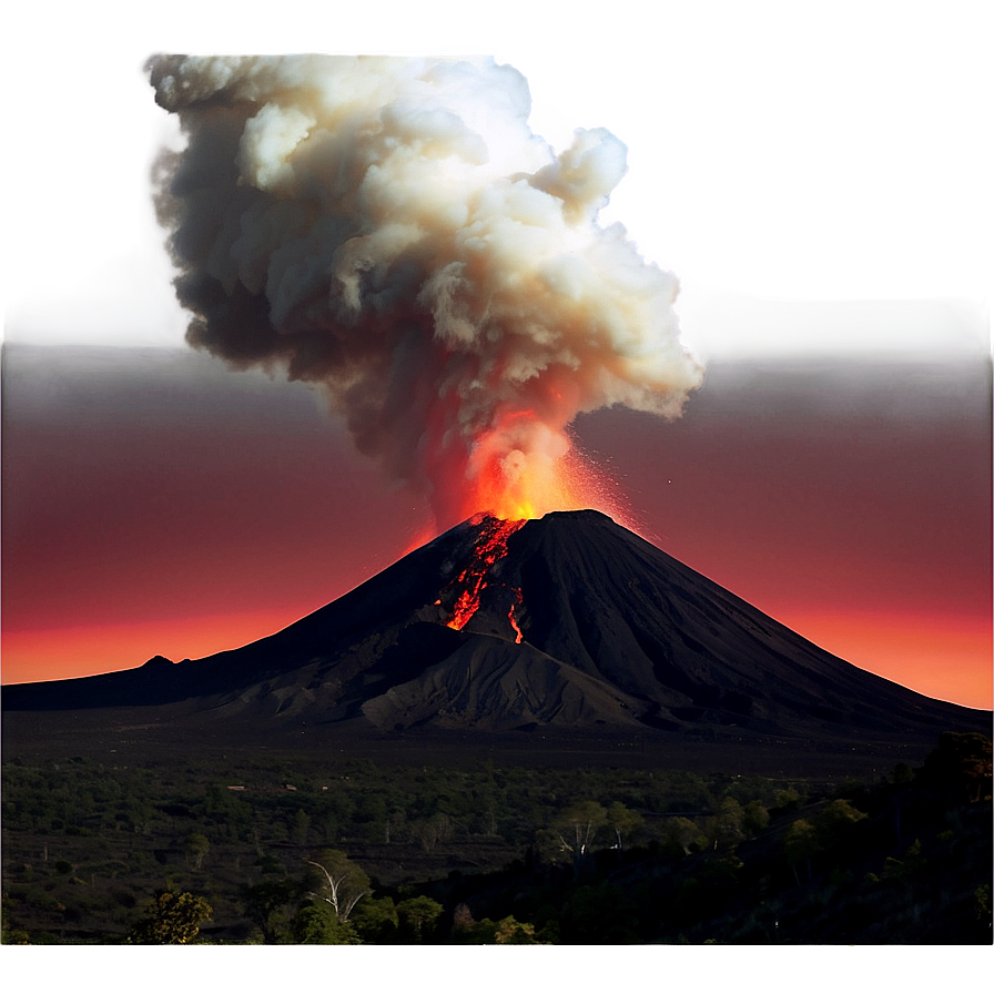 Volcano With Fiery Sky Png Ypd65 PNG Image