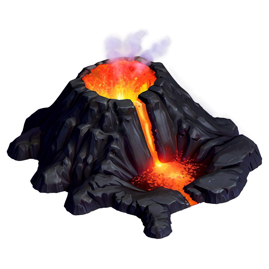 Volcano With Glowing Magma Png Aeb PNG Image