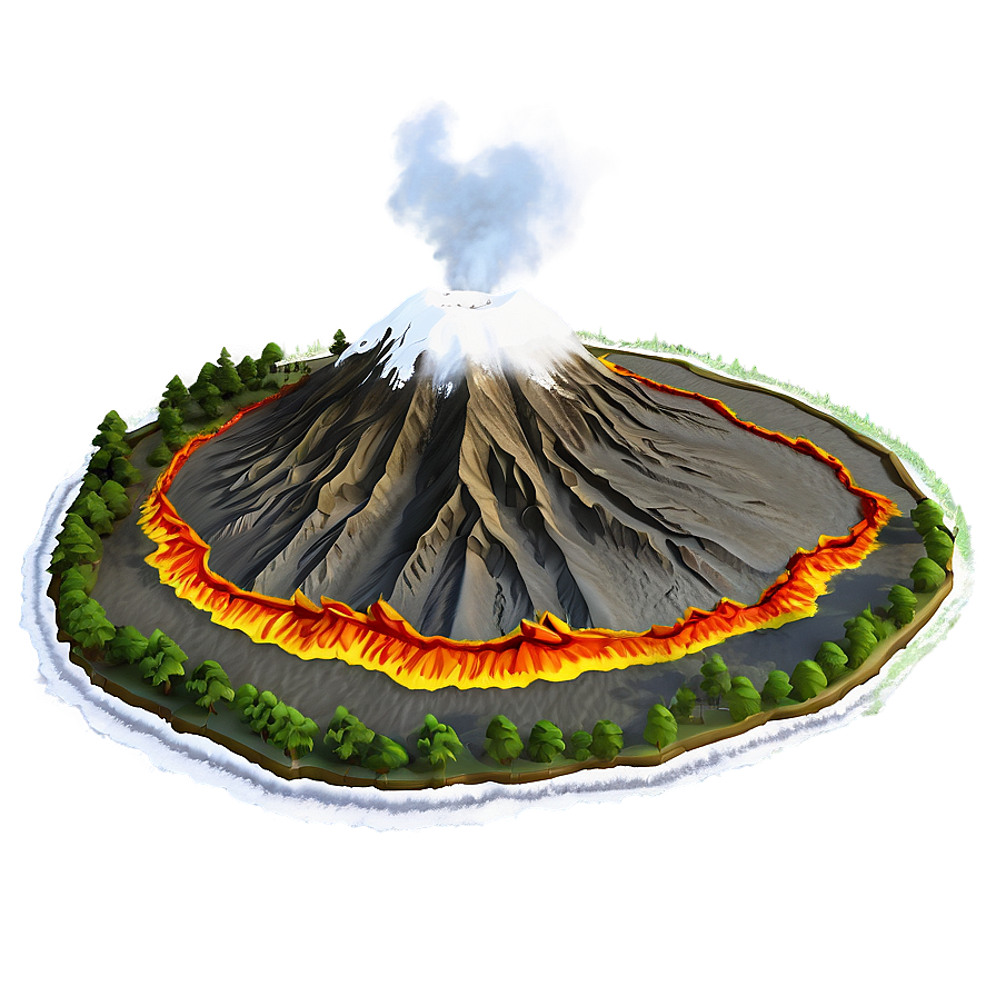 Volcano With Lava Rivers Png 05232024 PNG Image