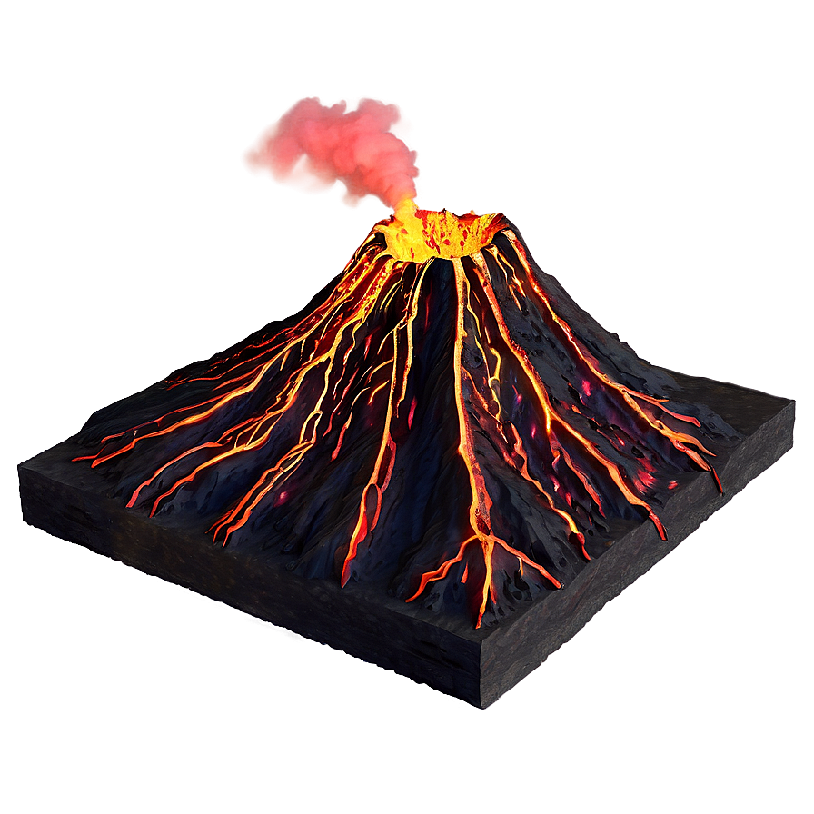 Volcano With Lava Rivers Png Qft54 PNG Image