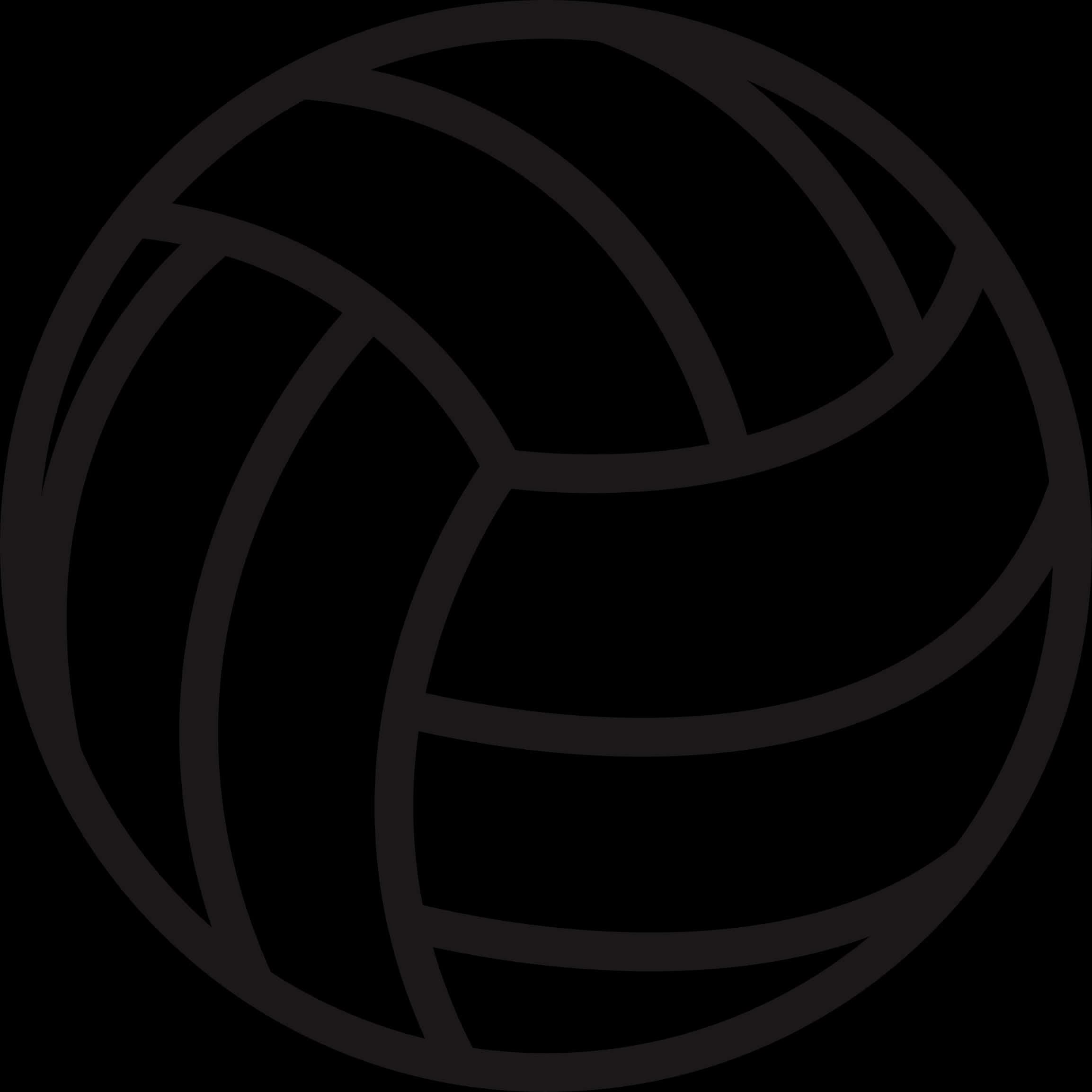 Volleyball Icon Blackand White PNG Image