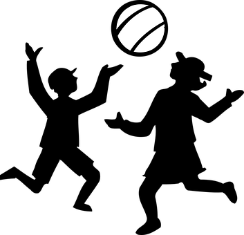 Volleyball Silhouette Against Black Background PNG Image