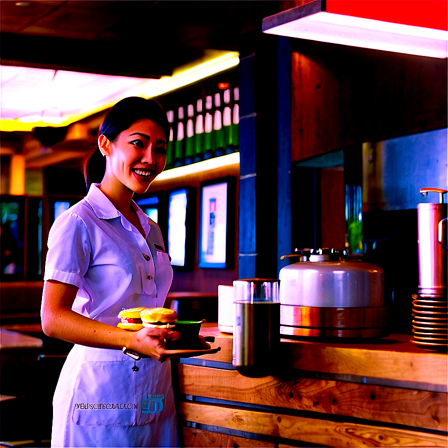 Waitress In Cafe Png Oxm PNG Image