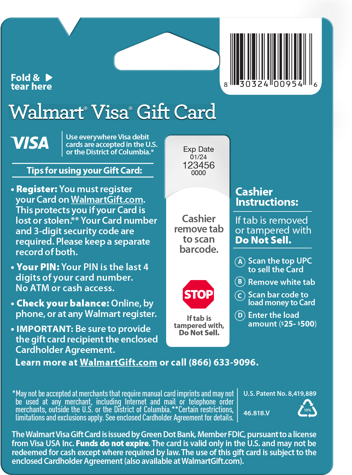 Walmart Visa Gift Card Instructions PNG Image