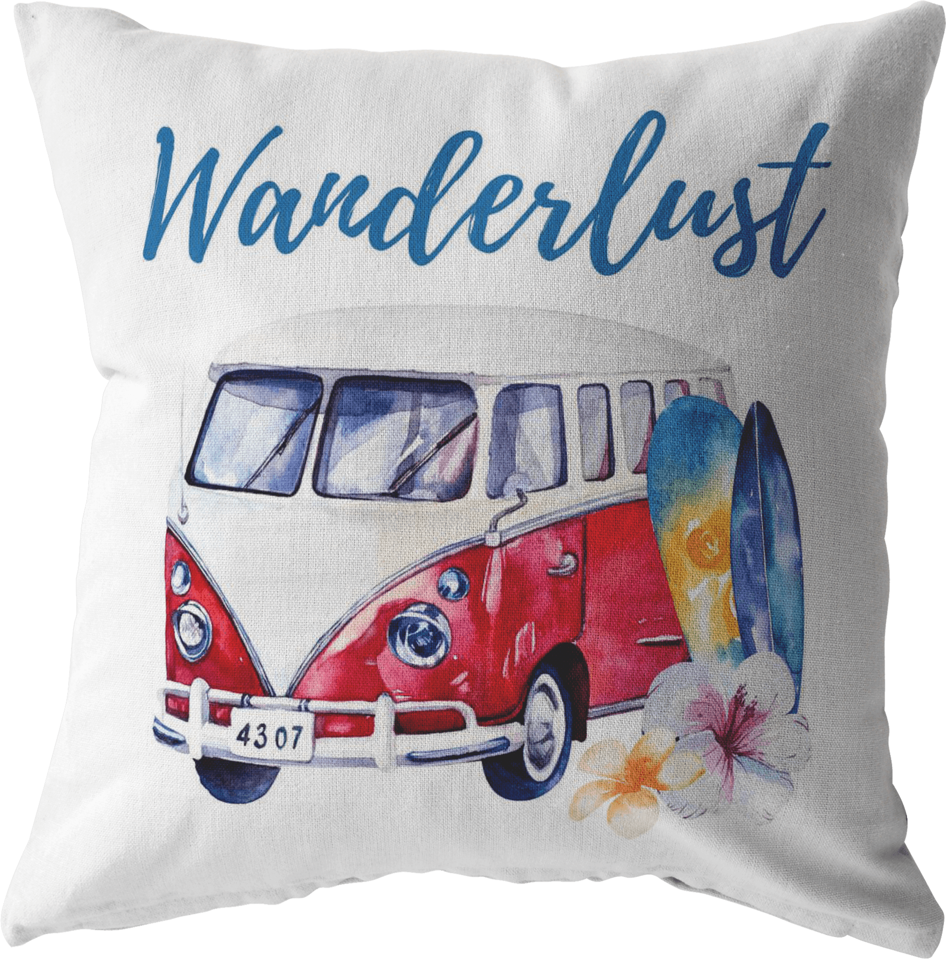 Wanderlust Vintage Van Cushion PNG Image