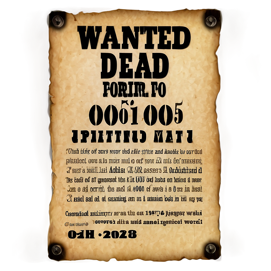 Wanted Dead Poster Png 53 PNG Image