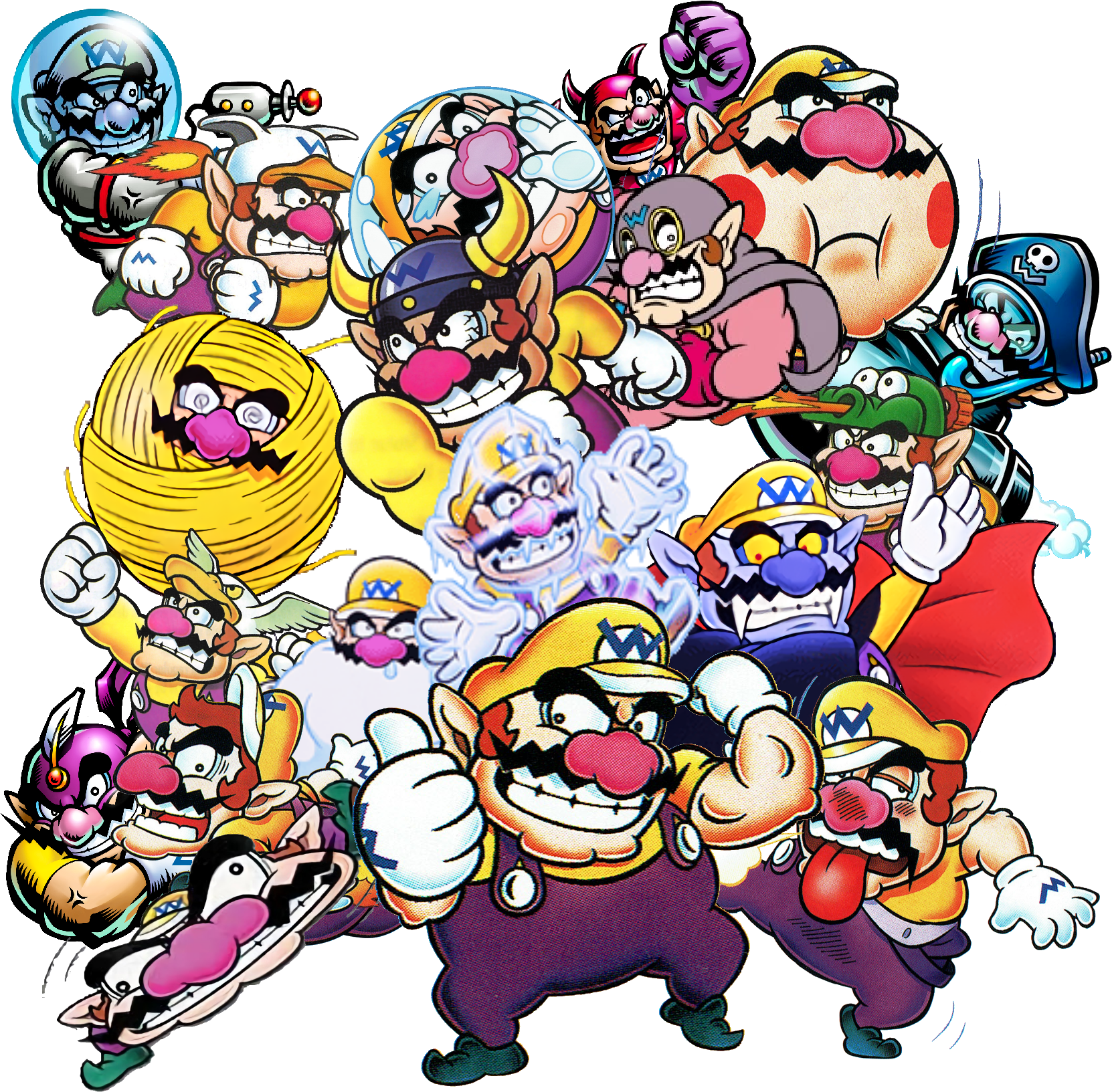 Wario_ Character_ Collage PNG Image