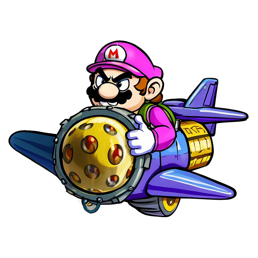 Wario Flying On His Plane Png 05242024 PNG Image