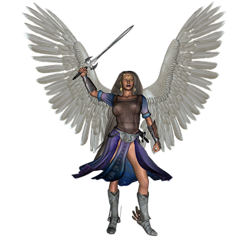 Warrior Angel With Sword PNG Image