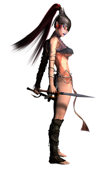 Warrior Girl Fantasy Artwork PNG Image