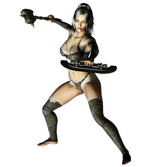 Warrior Woman Fantasy Art PNG Image