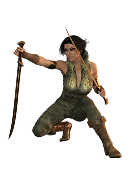 Warrior Woman Readyfor Battle PNG Image