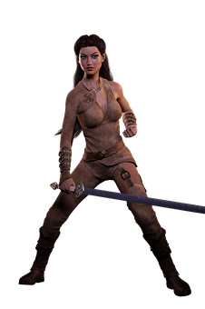 Warrior Woman3 D Model PNG Image