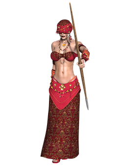 Warrior Womanin Red Attire PNG Image