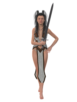 Warrior Womanwith Sword PNG Image