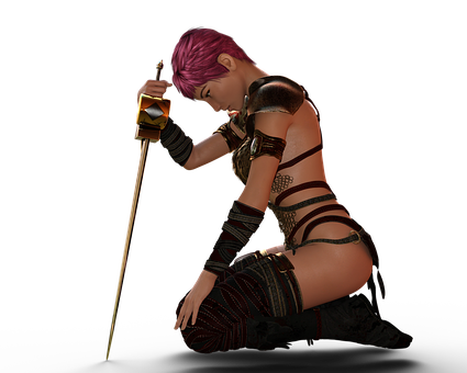 Warrior Womanwith Sword PNG Image