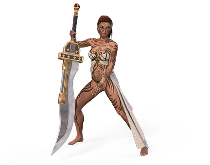 Warrior Womanwith Sword PNG Image