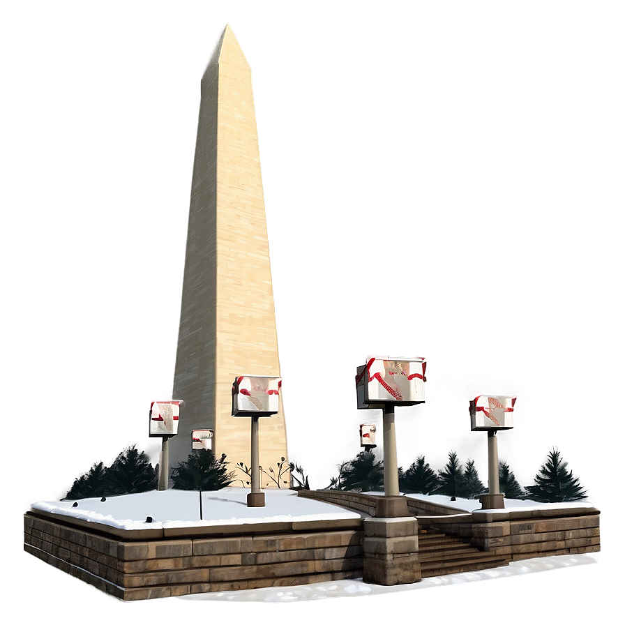 Washington Monument Snowy Scene Png 06202024 PNG Image