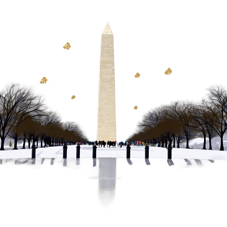 Washington Monument Snowy Scene Png Ver PNG Image