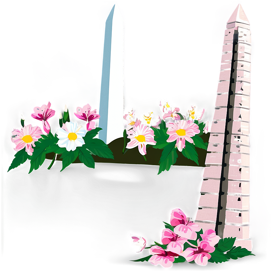 Washington Monument Surrounded By Flowers Png Jlx30 PNG Image