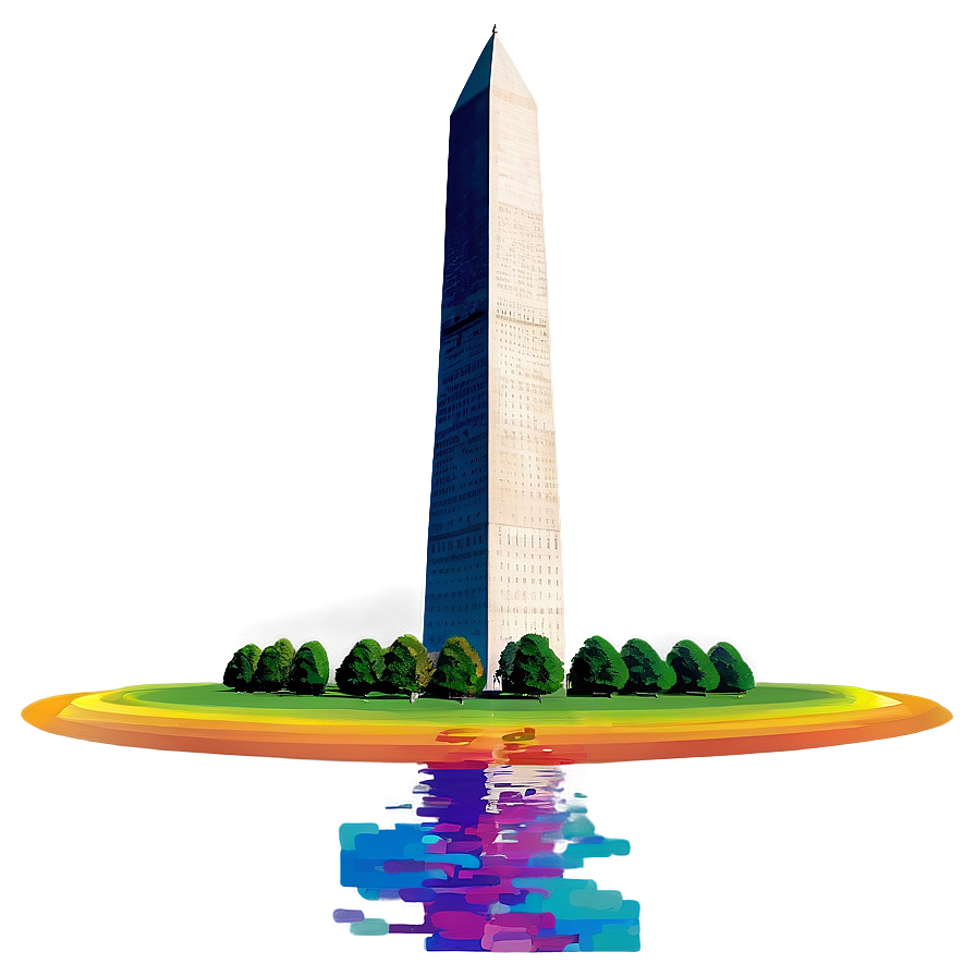 Washington Monument With Rainbow Background Png Xvq PNG Image