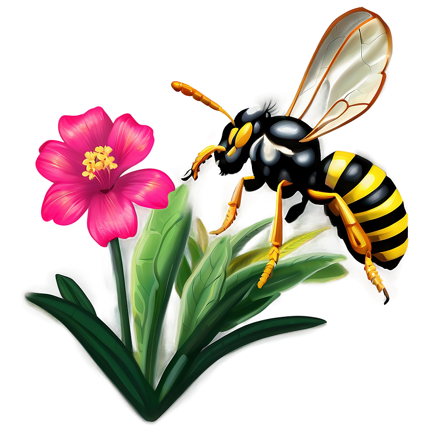 Wasp Pollinating Flower Png Cvh PNG Image