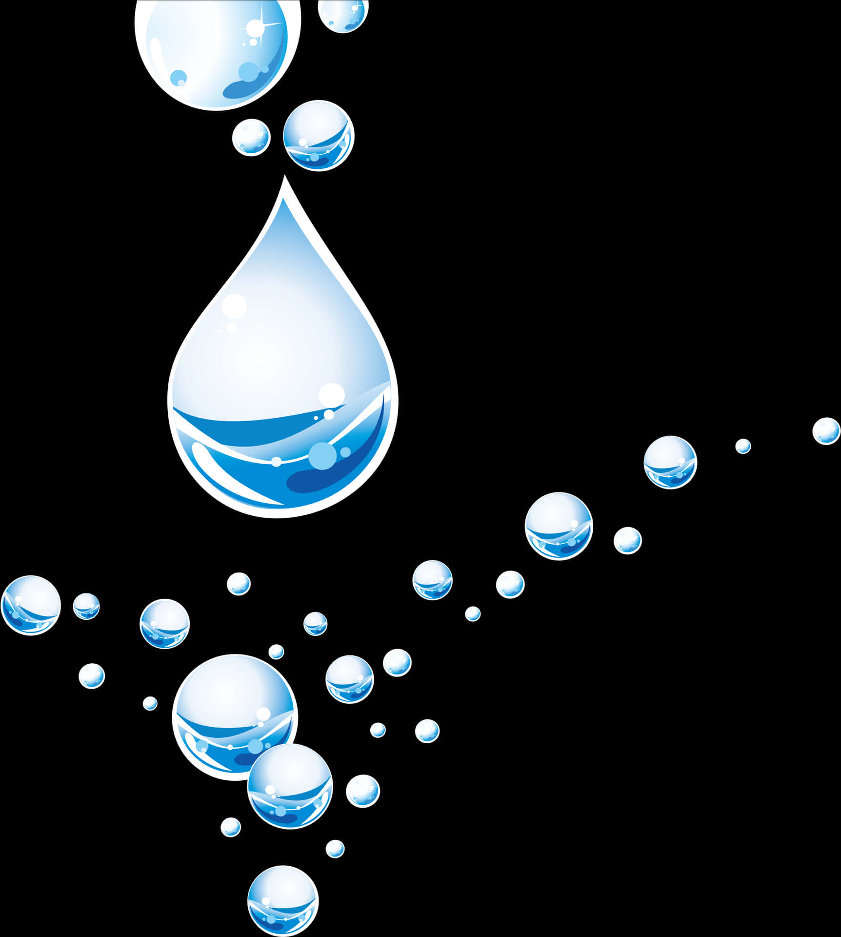 Water Dropletsand Bubbles Graphic PNG Image