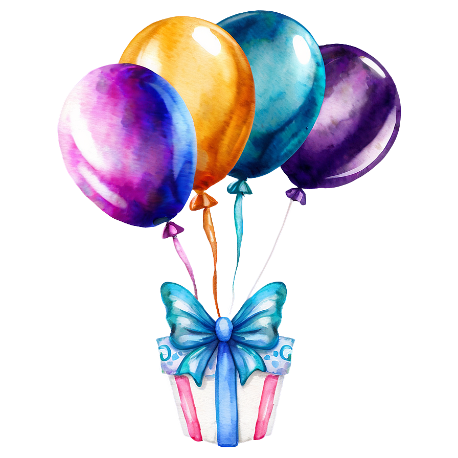 Watercolor Birthday Balloon Png 06272024 PNG Image