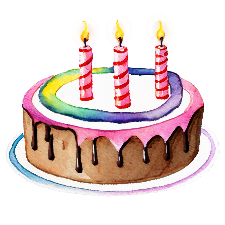 Watercolor Birthday Cake Png Nqf PNG Image